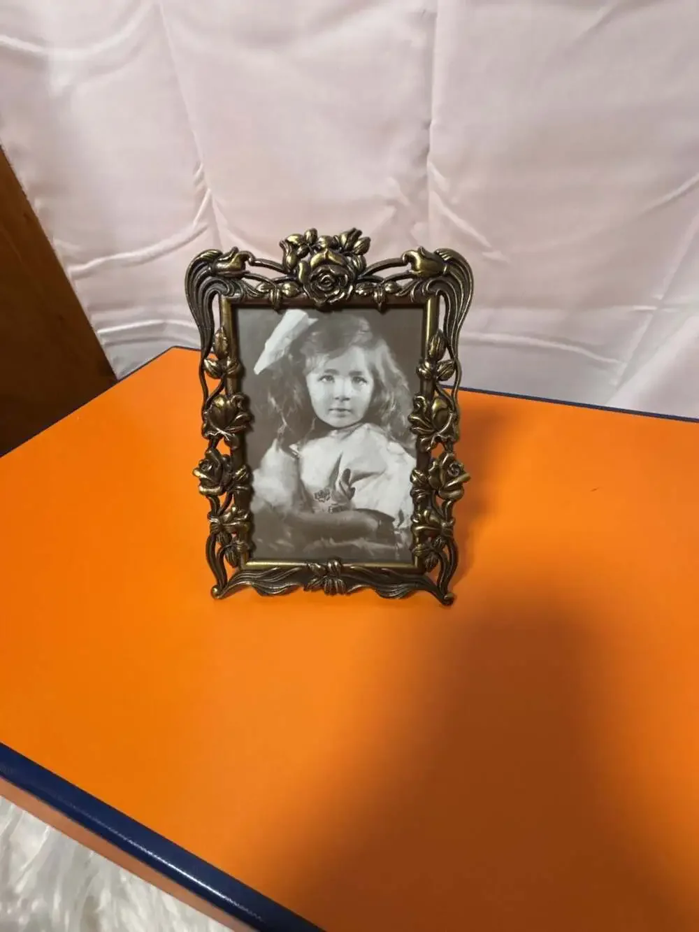 Vintage Ornate Rose Floral Metal Picture Frame Gold-Tone Made in Korea